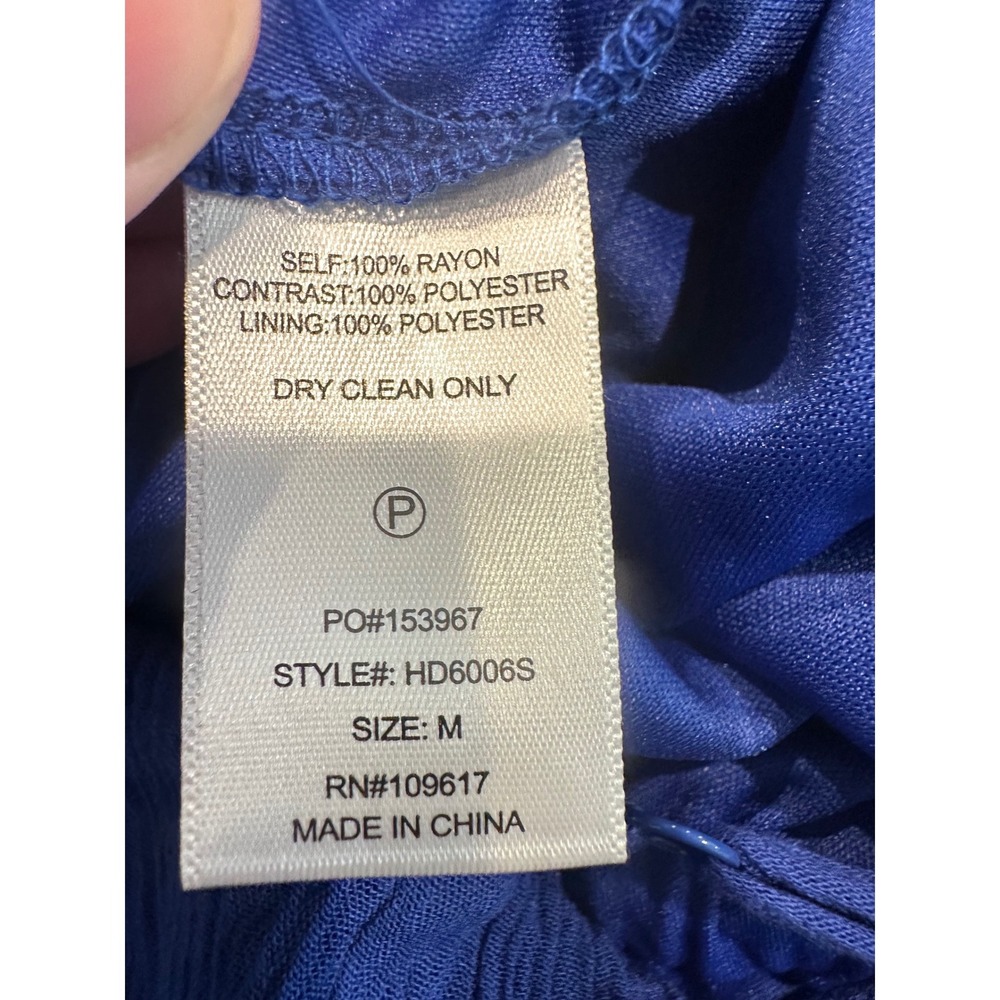 Shinestar Royal Blue Crochet Lace Trim Romper Womens Medium HD5325S Pockets NEW - Picture 4 of 12